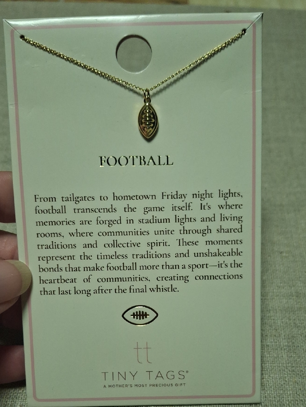 Gold Football Pendant Necklace
